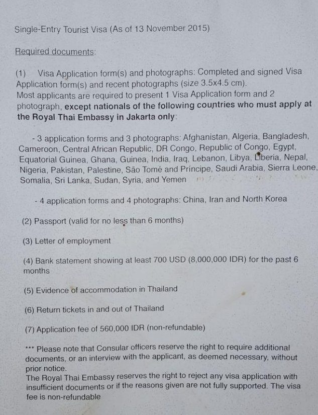 Какие документы подготовить, чтобы получить тайскую визу на Бали