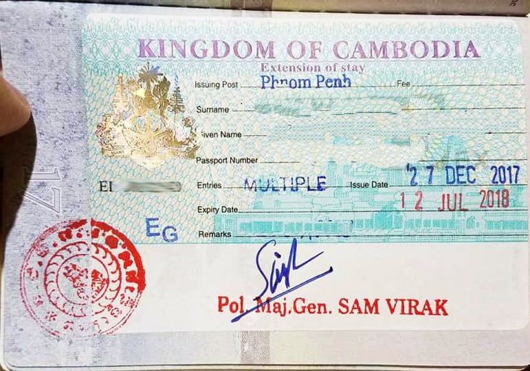 Бизнес-виза в Камбоджу: голубой цвет и буква E в правом верхнем углу